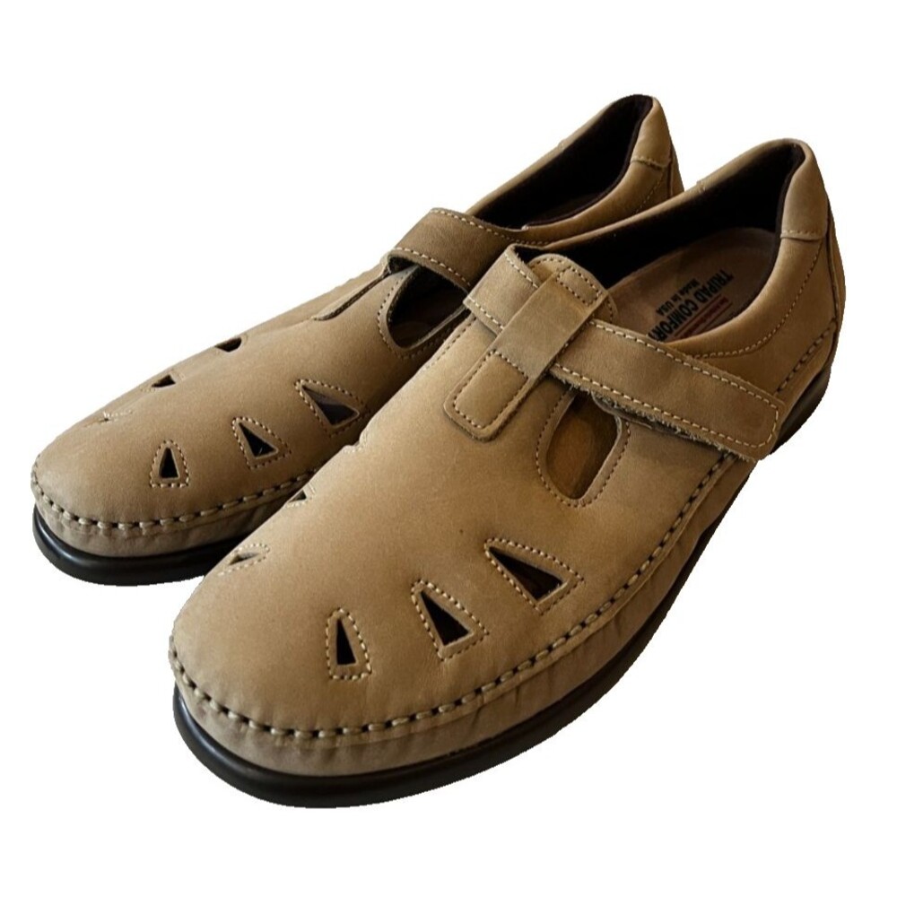 SAS Tripad Size 10 N Narrow Comfort Roamer Slip-On Hook & Loop Leather NEW Tan